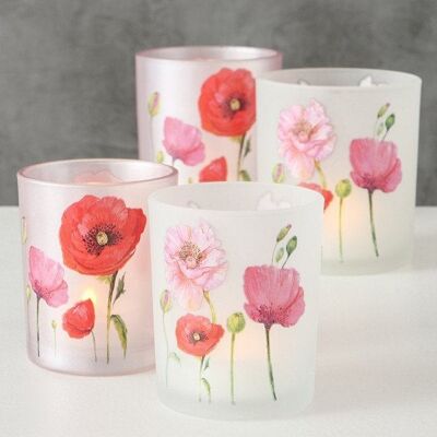 Boltze Home Windlicht Poppy bloem 2-delige set Ø7xh8/Ø9xh10cm