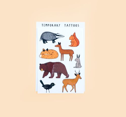 Woodland Animals Temporary Tattoo Sheet