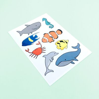 Ocean Animals Temporary Tattoo Sheet