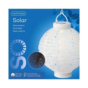 Lanterne solaire LED Ø20-H23cm en nylon a 6 heures de combustion et interrupteur 1