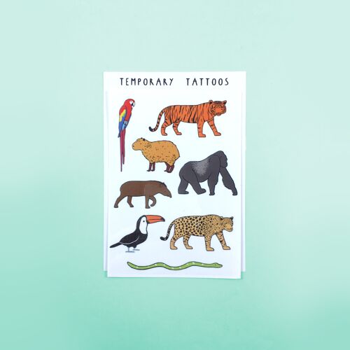 Jungle Animals Temporary Tattoo Sheet