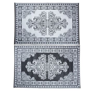 Esschert Design Tapis de jardin motif persan 186x120cm noir et blanc 2