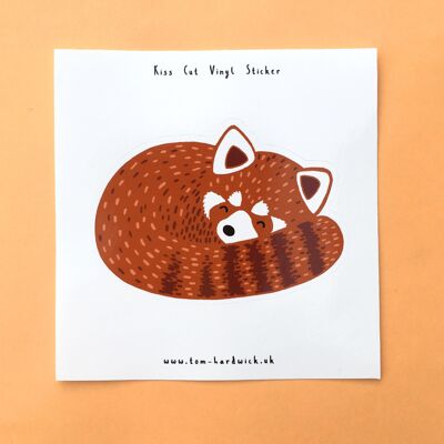 Red Panda Sleeping Kiss Cut Sticker