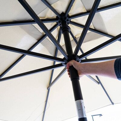 Parasol MORAIRA PUSH-UP vierkant 230x230cm met tilt-functie grijs