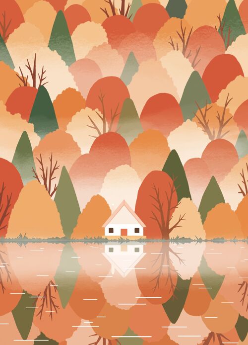 Autumn Lodge Postcard