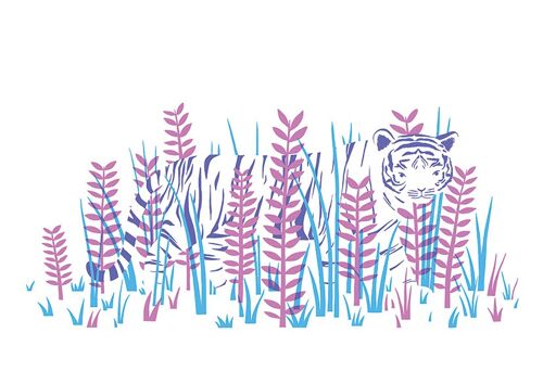 Tiger in the Grass Postcard
