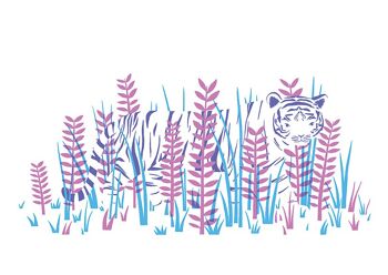 Carte Postale Tigre dans l'herbe