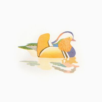 Mandarin Duck Risograph Print