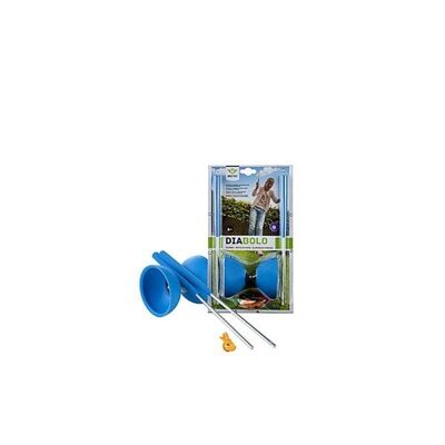 Diabolo rubber met metalen kern en aluminium stokjes blauw