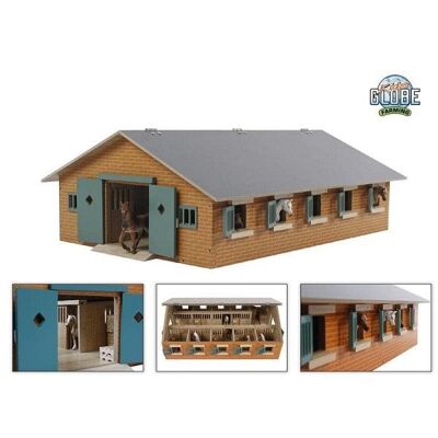 Kids Globe paardenstal met 9 boxen 1:32 62x42,5x22cm ( exclusief accessoires)