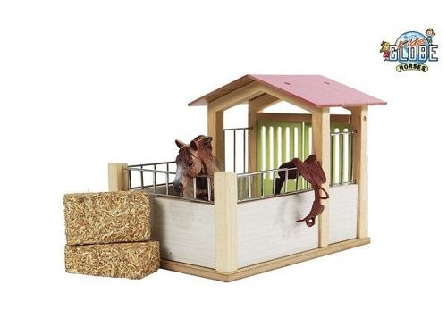Kids Globe paardenbox 14x21,8x14cm roze (excl. accessoires)