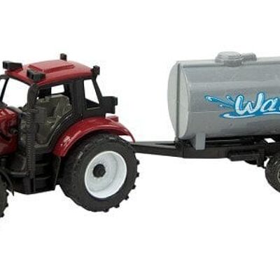 Tractor frictie met watertank aanhanger 37cm. Rood of groen. In Vensterdoos