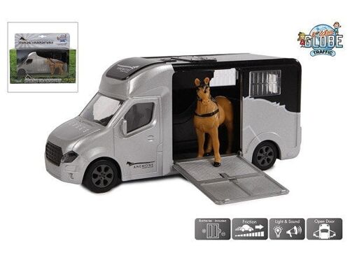 Kids Globe Anemone paardentruck die cast licht en geluid en frictie 20cm