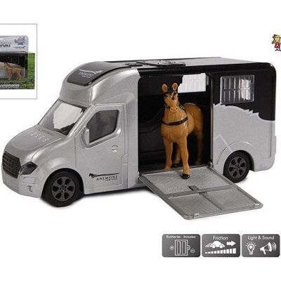 Kids Globe Anemone paardentruck die cast licht en geluid en frictie 20cm