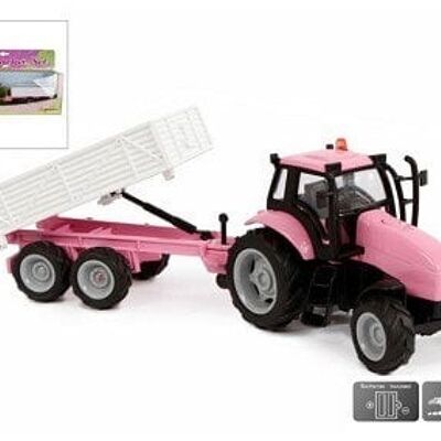 Kids Globe Tractor met aanhanger met licht en geluid die cast rose