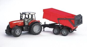 Bruder Massey Ferguson tracteur rouge 7480 avec remorque