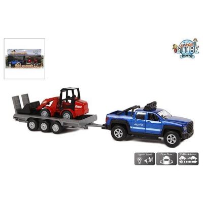 Kids Globe Terreinwagen aanhanger en shovel licht geluid en deuren die open kunnen 30cm