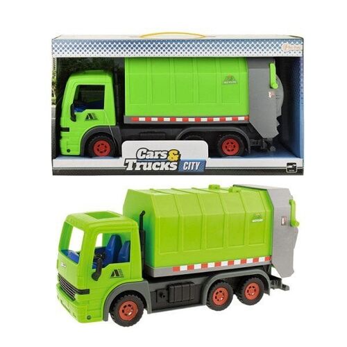 Toi Toys Frictie vuilniswagen groen 33cm in opendoos