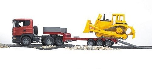 Bruder Scania vrachtauto dieplader met CAT bulldozer
