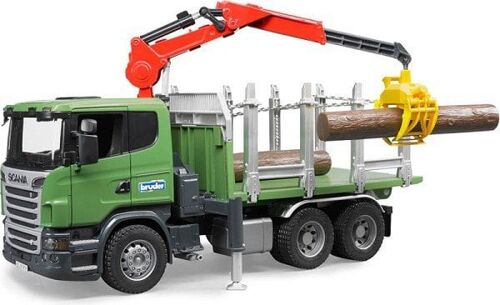 Bruder Scania houttransporter met kraan en 3 boomstammen