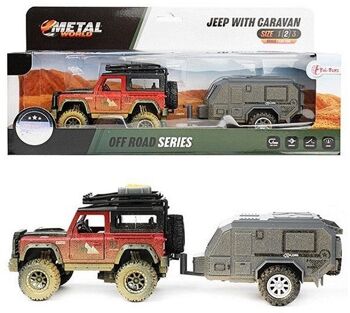 Toi Toys Jeep à reculer avec caravane 30cm