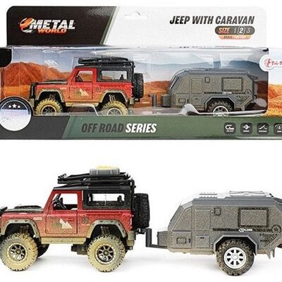 Toi Toys Jeep pull back met caravan 30cm