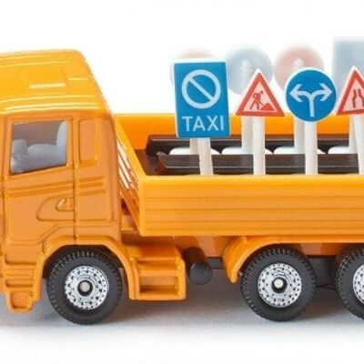Siku 1322 Vrachtwagen met verkeersborden 7,7cm oranje