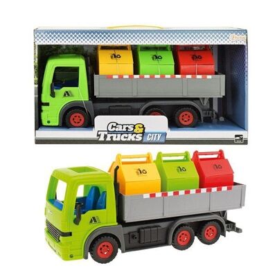 Toi Toys Frictie vrachtwagen met 3 containers groen 33cm