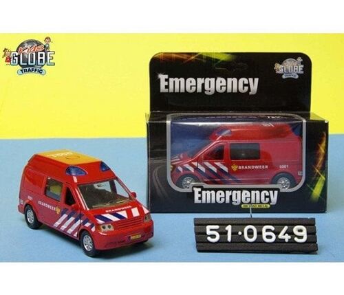 Die Cast pull back brandweer met licht en geluid NL versie