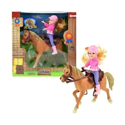 Toi Toys Horses Tienerpop klein op paard in vensterdoos