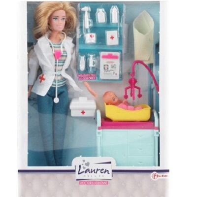 Toi Toys Lauren Tienerpop dokter incl. accessoires en baby