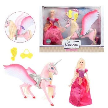 Toi Toys Lauren Teen poupée princesse avec cheval scintillant et accessoires