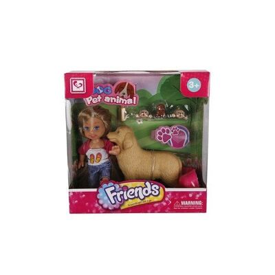 Cute Girl 10cm met hond en puppies