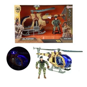 Toi Toys Alfafox Hélicoptère militaire à friction + son et lumière