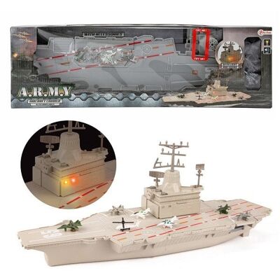 Toi Toys Vliegdekschip militair met 6 vliegtuigen en 2 helicopters
