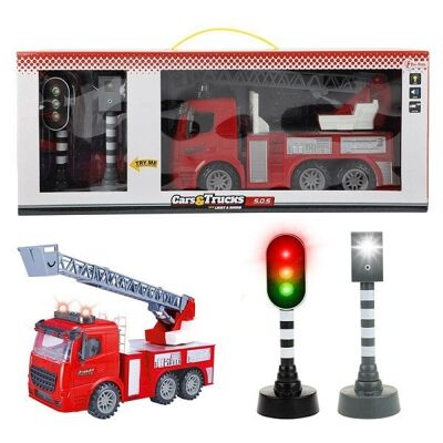 Toi Toys Set brandweer frictie + verkeerslicht (licht+geluid)