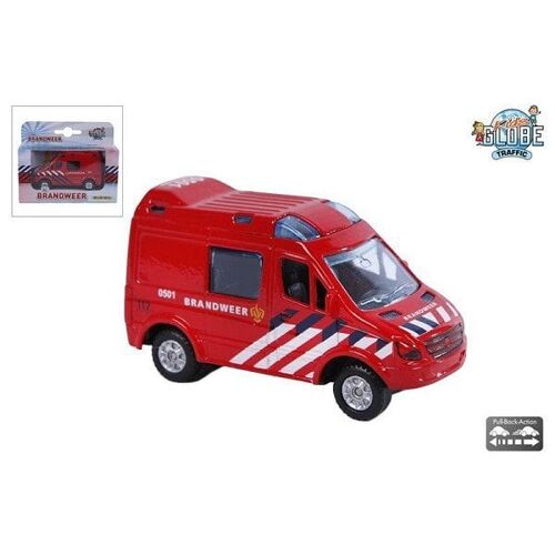 Kids Globe brandweer NL die cast pullback-action 8cm