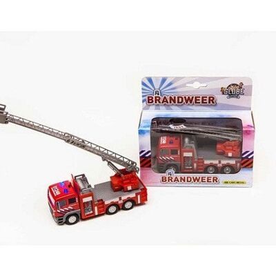 Die Cast brandweer ladderwagen met licht en geluid 16x8x4cm