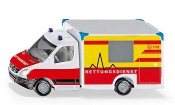 siku 1536, Ambulance, métal/plastique, rouge/jaune/blanc, utilisation polyvalente, voiture jouet pour enfants
