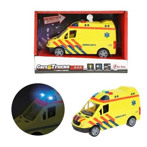 Toi Toys CARS_TRUCKS Ambulance frictie met licht en geluid NL