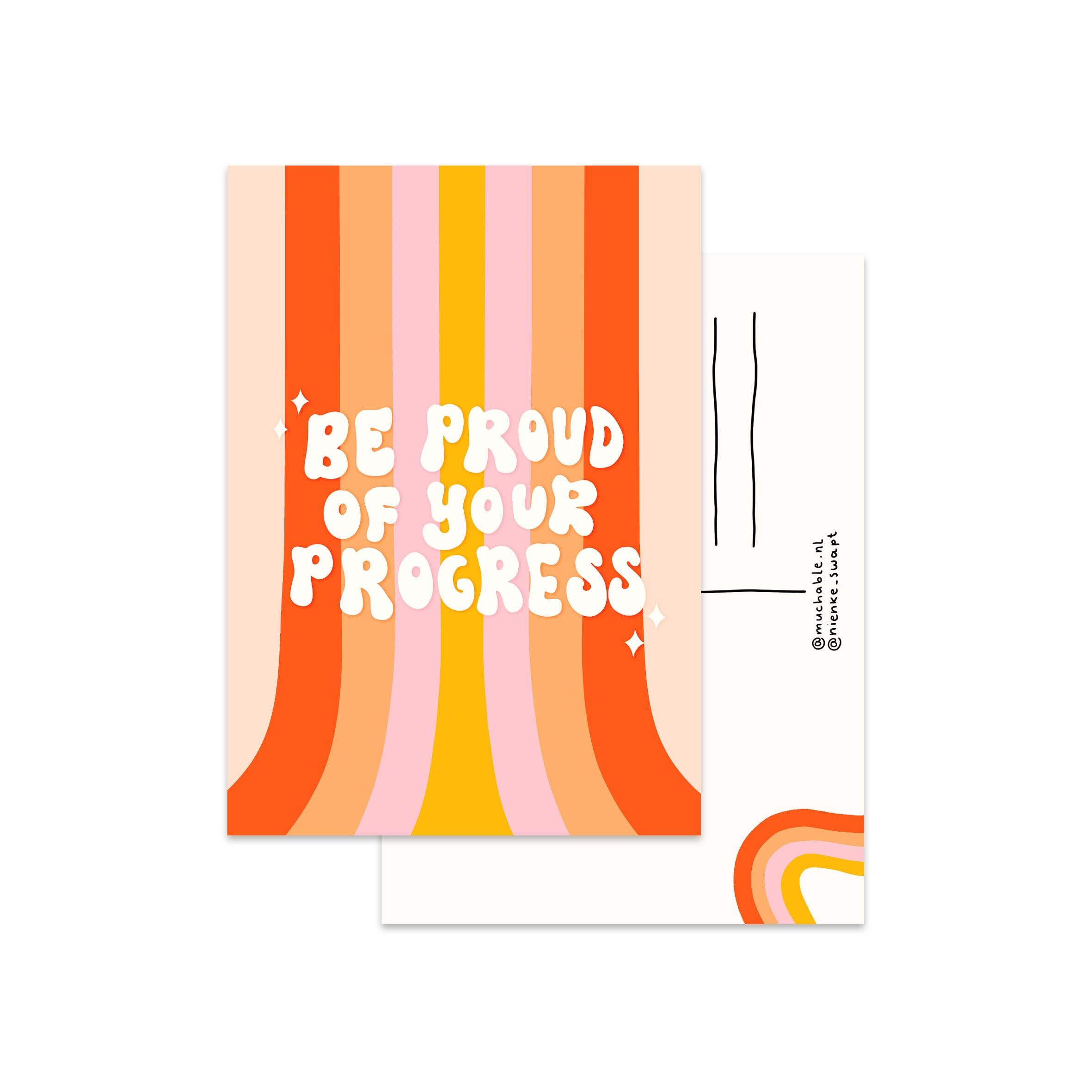 Ansichtkaart sei stolz auf deine Fortschritte