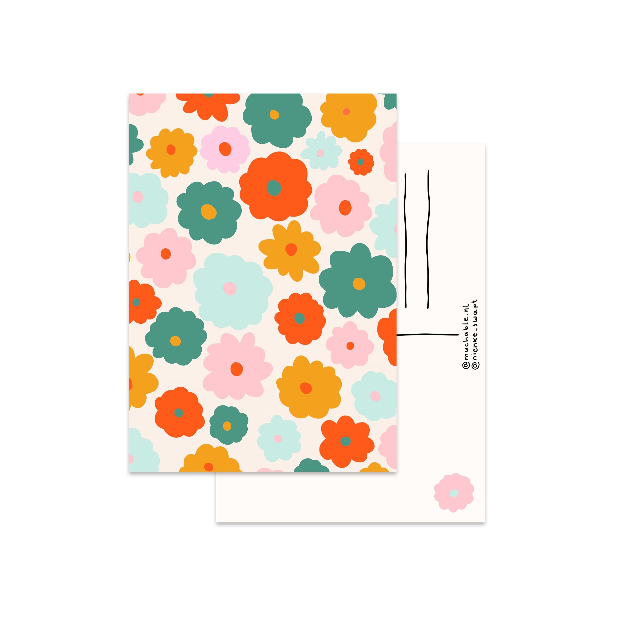 Ansichtkaart gekleurde bloemen patroon
