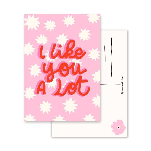 Ansichtkaart I like you a lot - Valentijnsdag