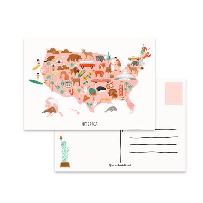 Ansichtkaart kaart Amerika - Mini impresión artística