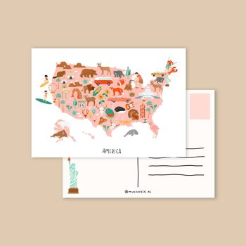 Ansichtkaart kaart Amerika - Mini tirage d'art 2