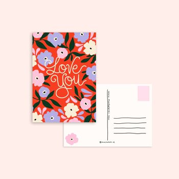 Ansichtkaart Love You - Valentijnsdag jolies fleurs 2