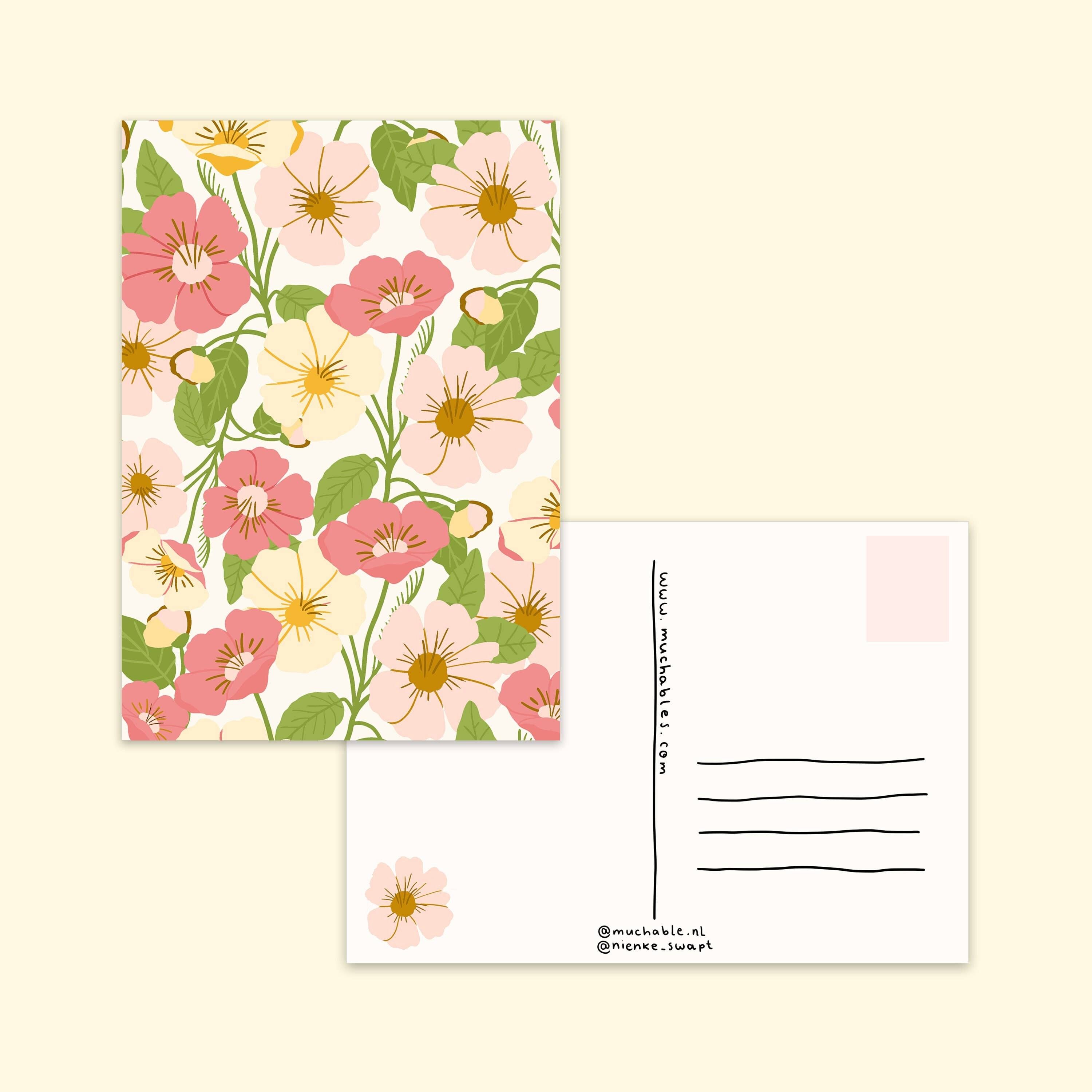 Ansichtkaart met bloemenpatroon