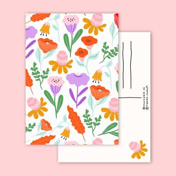Ansichtkaart pastel bloemen patroon 3