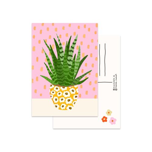 Ansichtkaart roze plant illustratie
