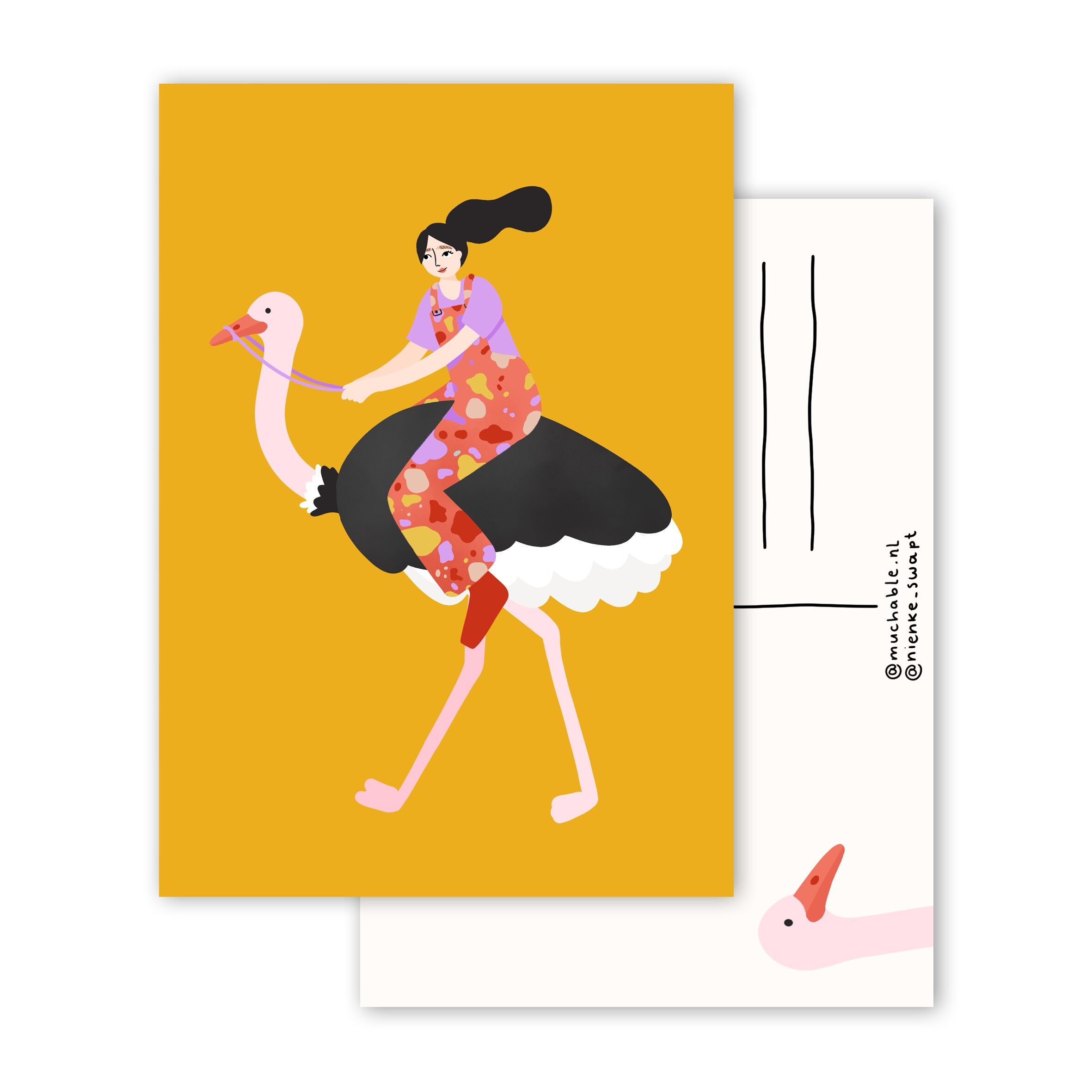 Ansichtkaart struisvogel muchable x nienke_swapt